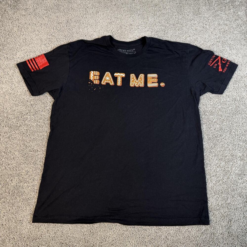 Grunt Style Shirt Mens XL Black EAT ME Gingerbread Christmas Cookie Print